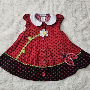 Bonnie Jean Red Dress with Black Polka Dots Girl 3T